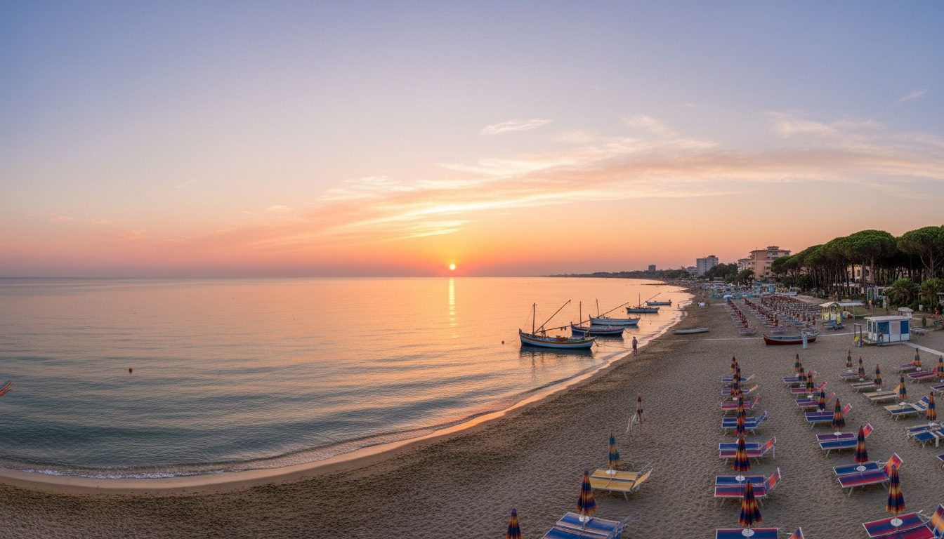 Il porto canale di Cesenatico all'alba — barche da pesca tradizionali ormeggiate.